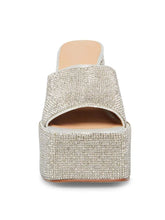 Rhinestone Square Toe Platform Chunky Heel Sandals